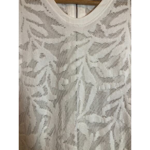 Nic + Zoe Top Womens Small White Mesh Semi Sheer Beachy Tropical Coquette Zip - Picture 6 of 14
